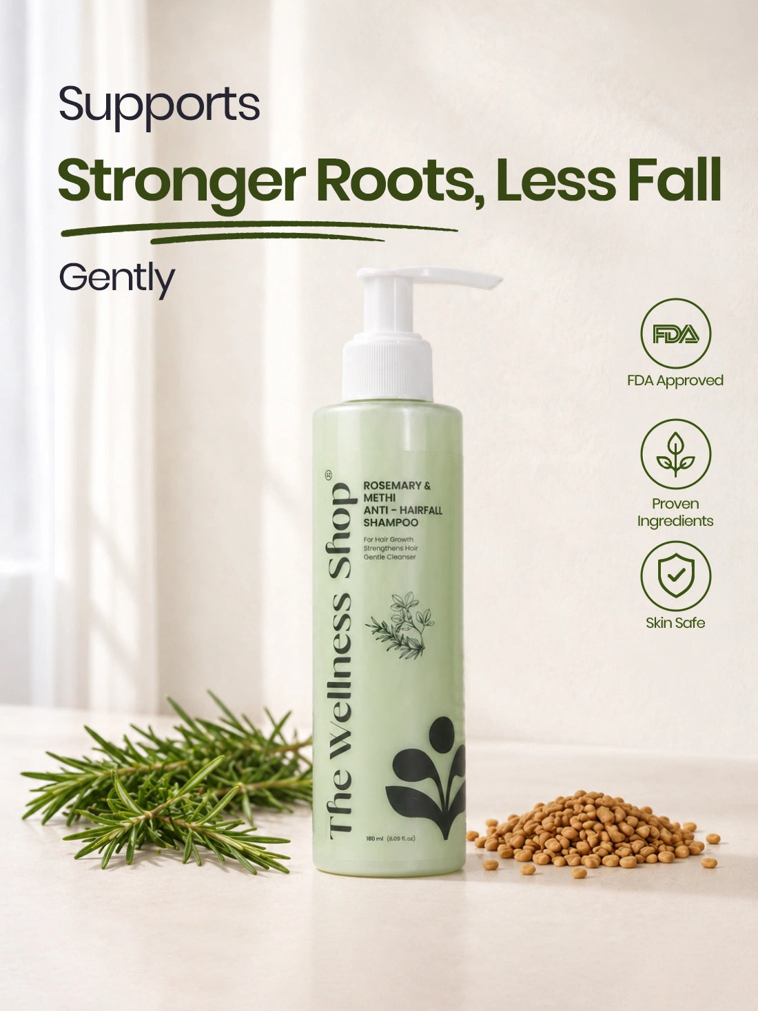 Rosemary &amp; Methi Anti Hairfall Shampoo - Hair Fall &amp; Thinning, Slow Hair Growth, Dullness &amp; Lack Of Shine