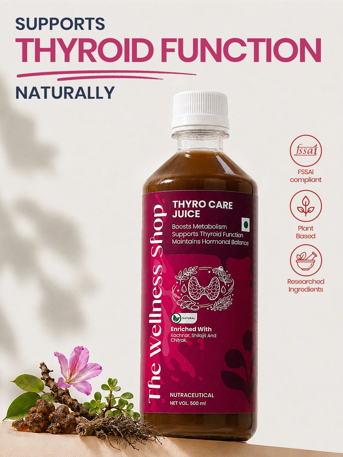 Thyro Care Juice — 23-Herb Ayurvedic Formula for Thyroid Support, Metabolism &amp; Energy