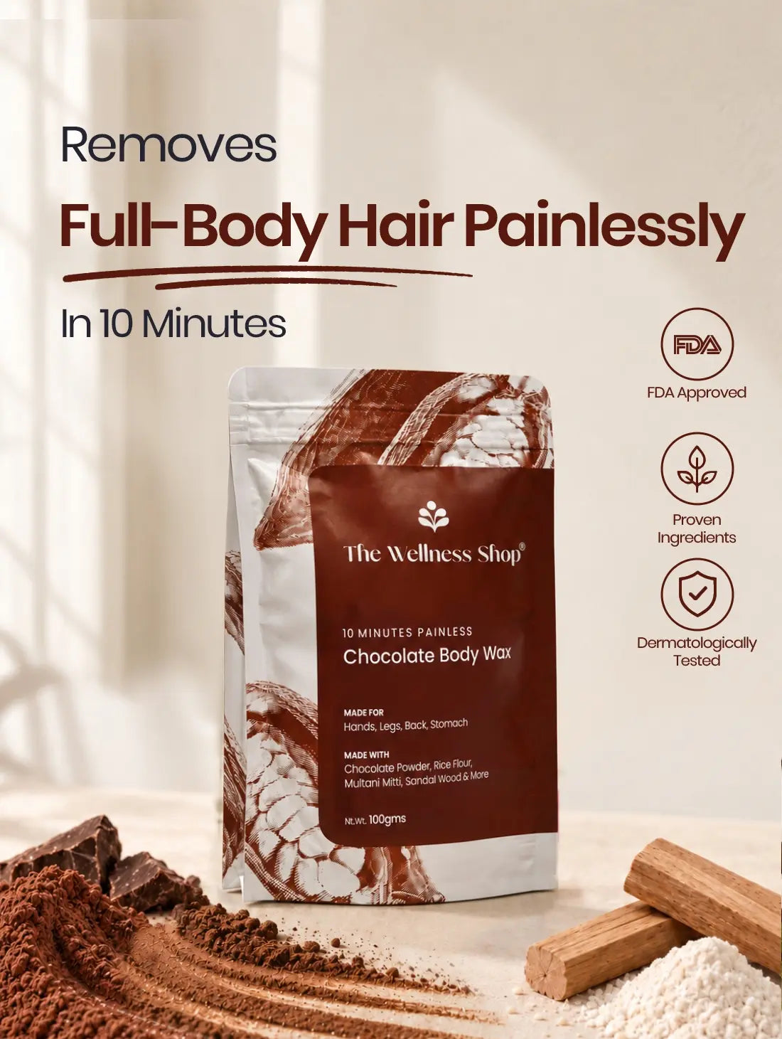 Chocolate Hair Removal Powder - 10 Minute Full Body Wax