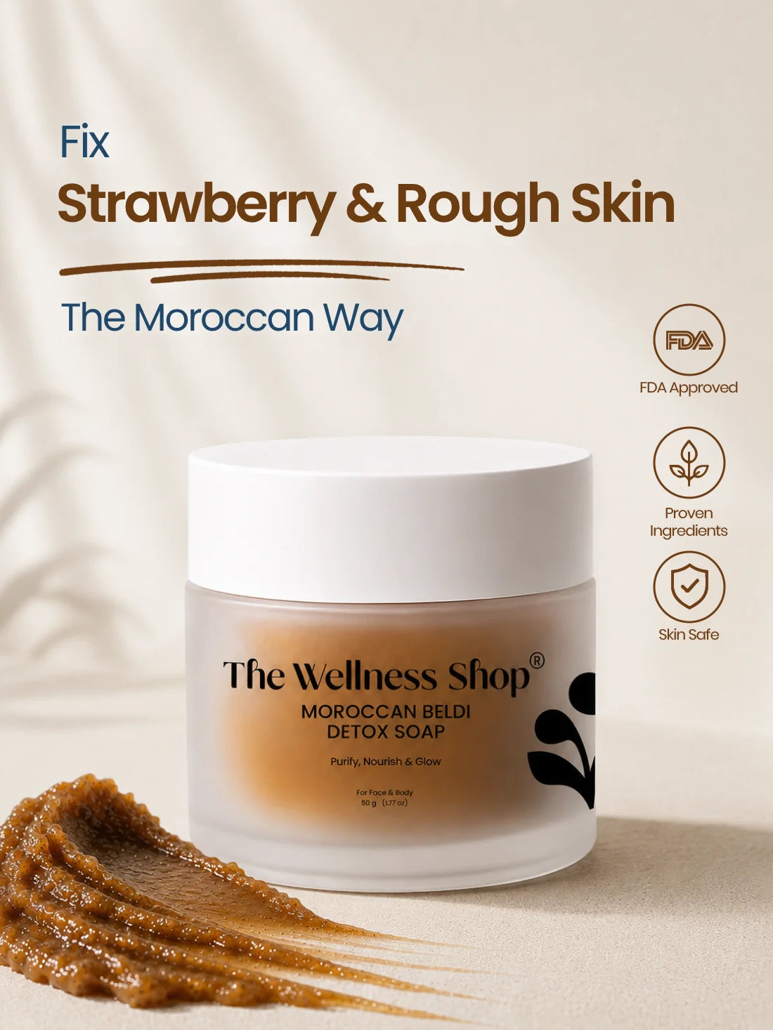 The Wellness Shop Moroccan Beldi Detox Soap for Advanced Skin Renewal &amp; Radiance