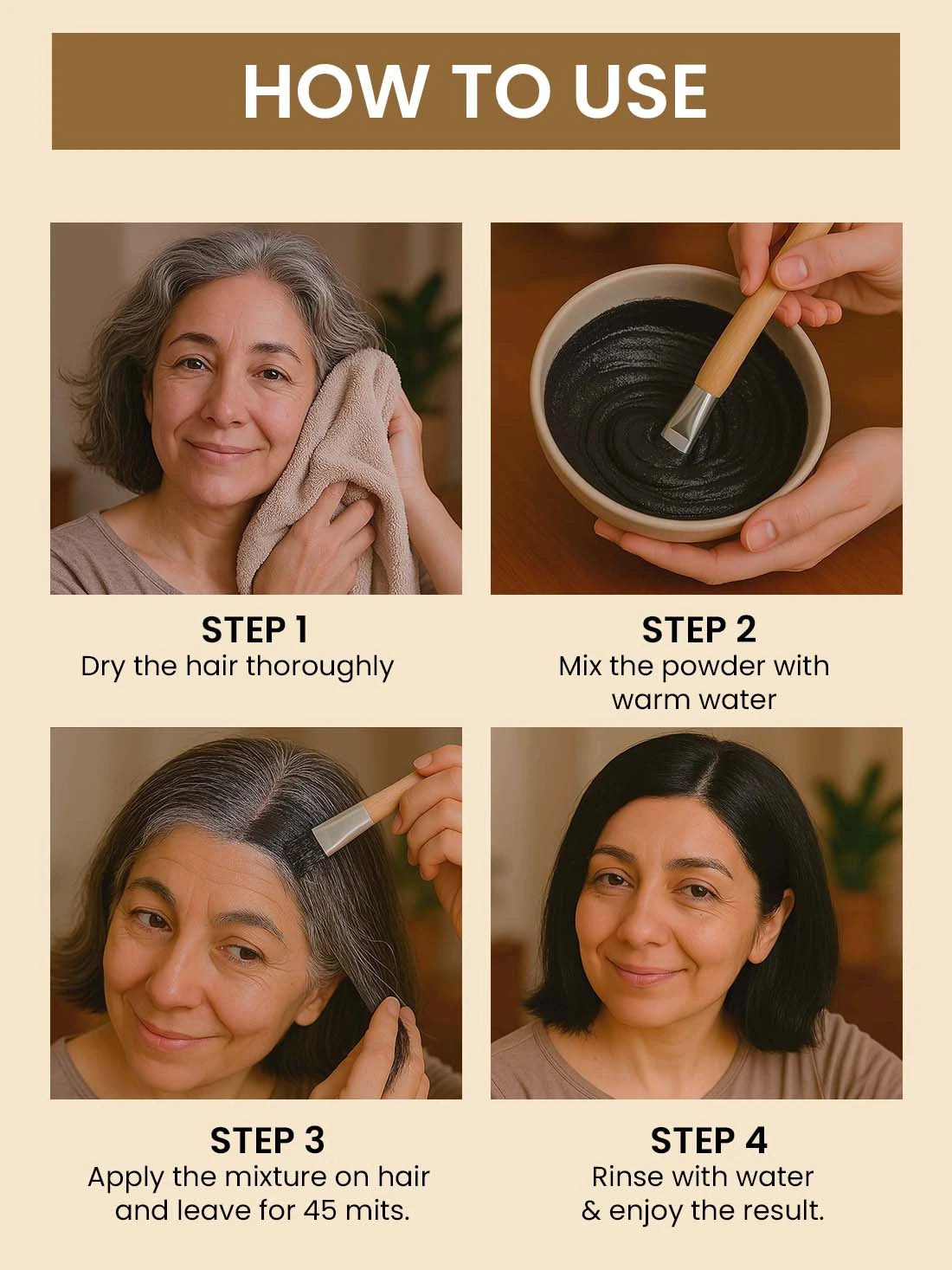 NATURAL BLACK HAIR COLOUR ( NO AMMONIA, PREMIUM QUALITY, LASTS 3 WEEKS)