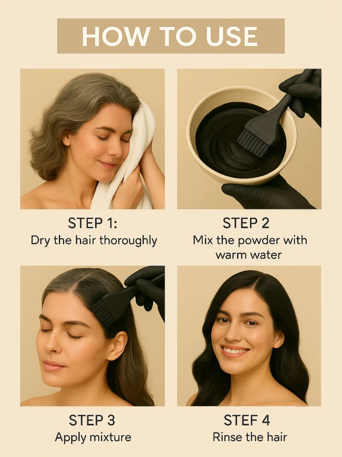NATURAL BLACK HAIR COLOUR ( NO AMMONIA, PREMIUM QUALITY, LASTS 3 WEEKS)