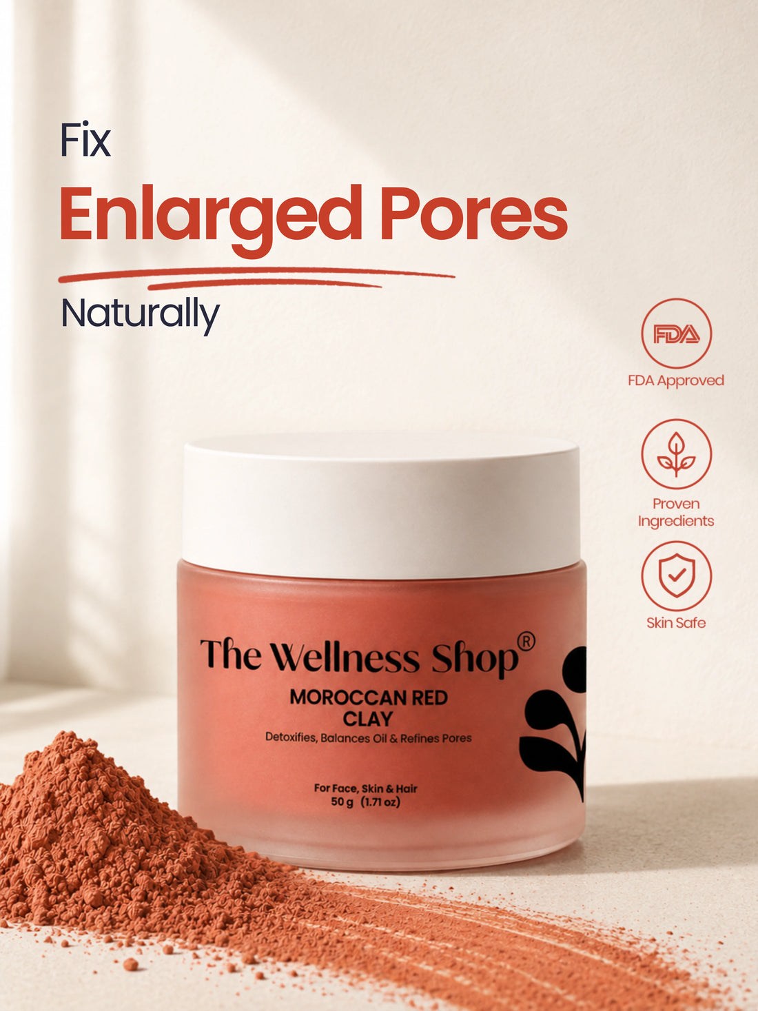 The Wellness Shop Moroccan Rhassoul Red Clay for Deep Detox &amp; Skin Renewal