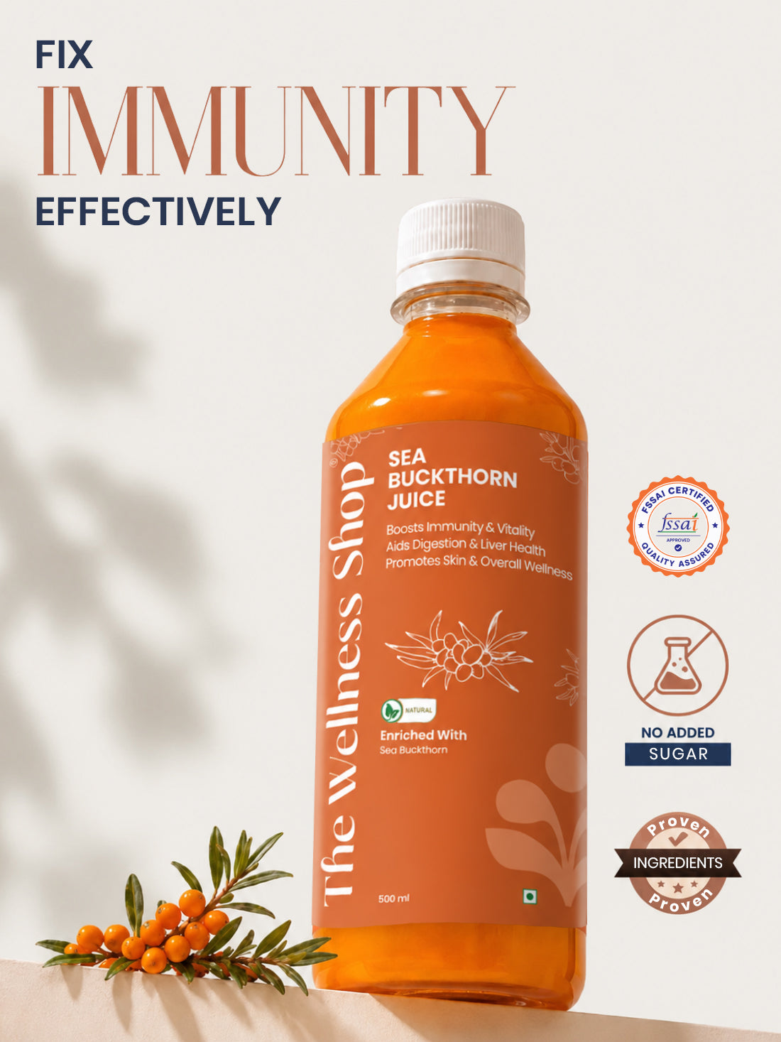 Sea Buckthorn Juice For Skin Glow, Immunity, Gut &amp; Hair Health