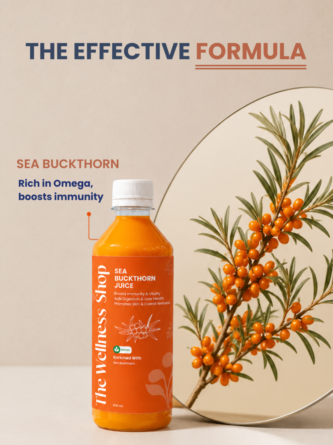 Sea Buckthorn Juice For Skin Glow, Immunity, Gut &amp; Hair Health