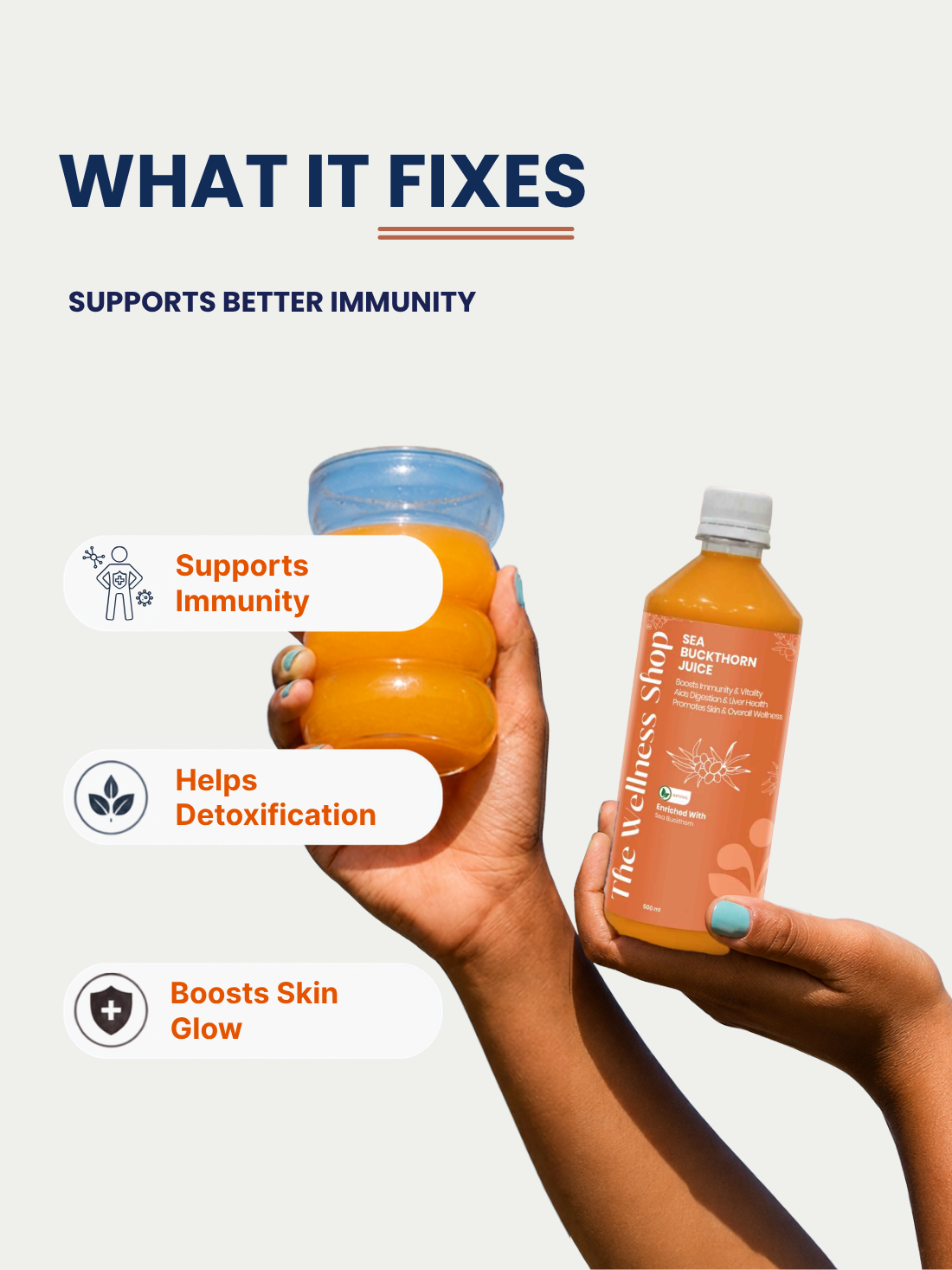 Sea Buckthorn Juice For Skin Glow, Immunity, Gut &amp; Hair Health