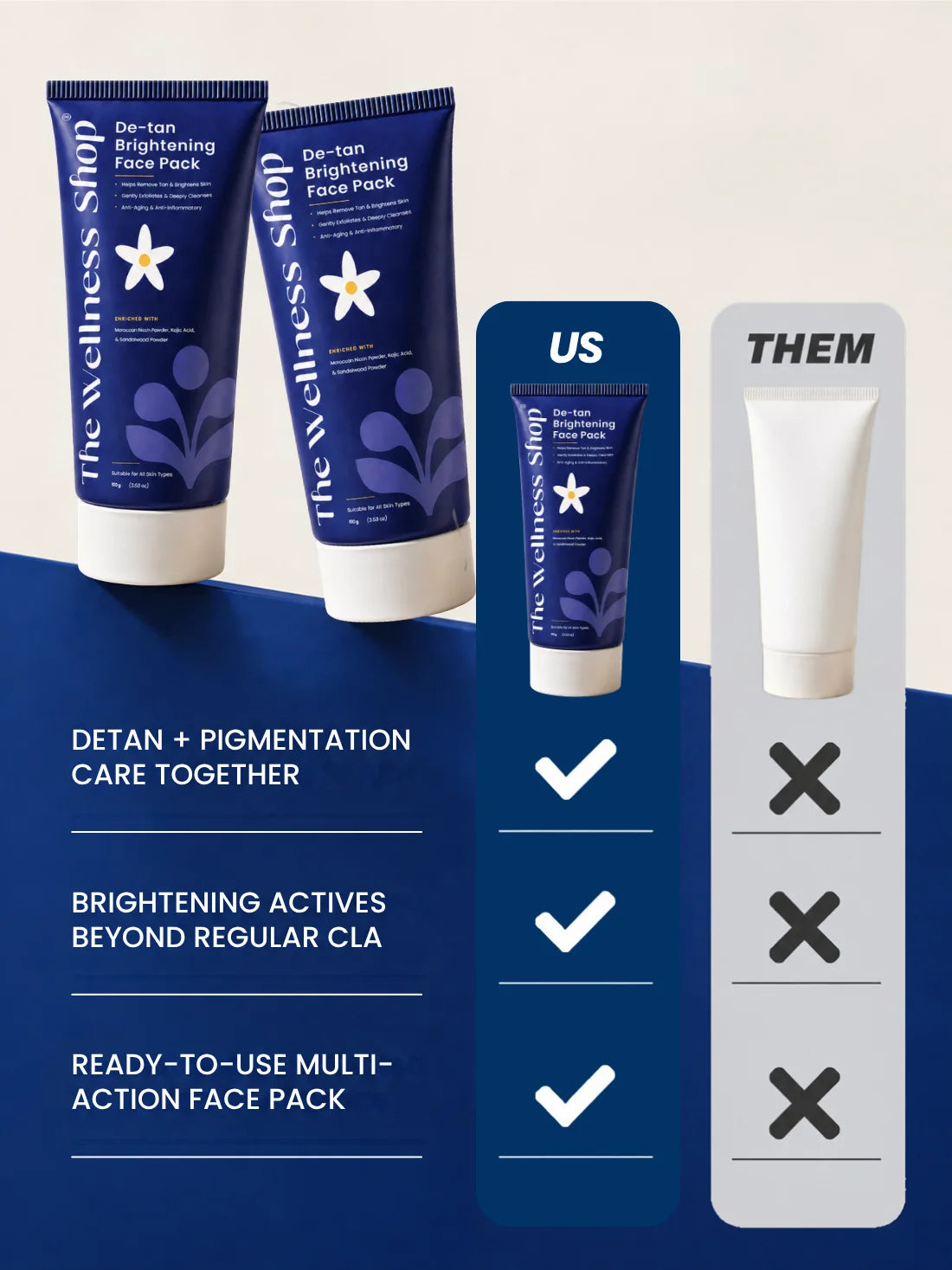 The Wellness Shop Moroccan DeTan Brightening Face Pack for Advance Skin Renewal Radiance