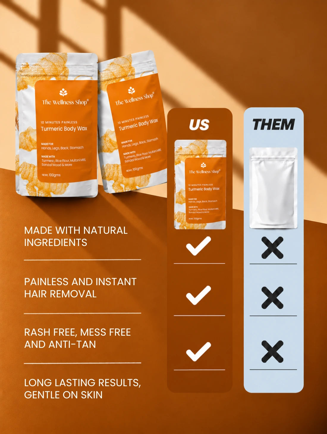 Turmeric Full Body Wax - 10 Minute Painless Herbal Wax Powder