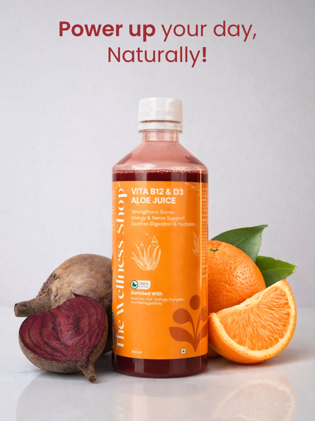 Vitamin B12 And D3 Aloe Juice- 100% Ayurvedic Juice for Energy, Immunity &amp; Bone Health