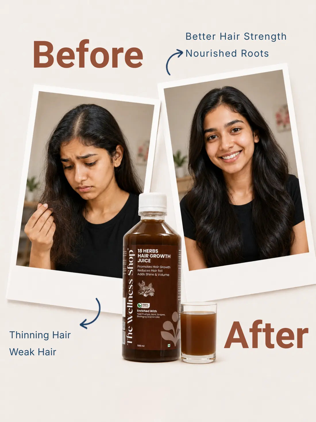18 Herbs Hair Growth Juice – 100% Ayurvedic Formula for Hair Fall &amp; Hair Thinning