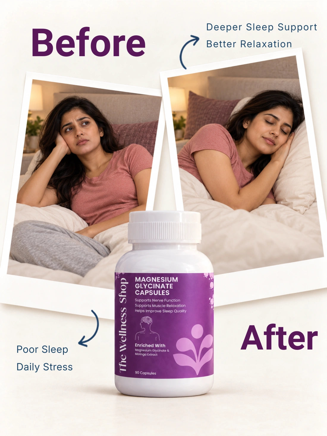Magnesium Glycinate Capsules for Deep Sleep &amp; Calm Mind