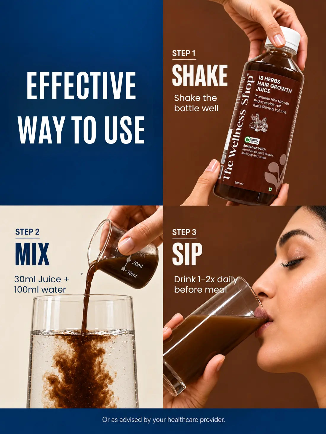 18 Herbs Hair Growth Juice – 100% Ayurvedic Formula for Hair Fall &amp; Hair Thinning