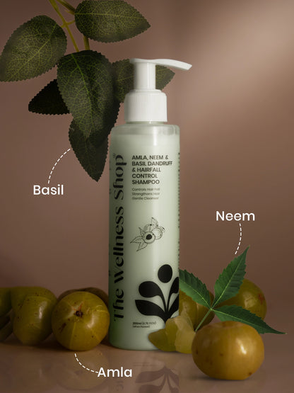 Amla, Neem And Basil Shampoo For Dandruff &amp; Hair Fall Control (No Paraben, No Sulphate)