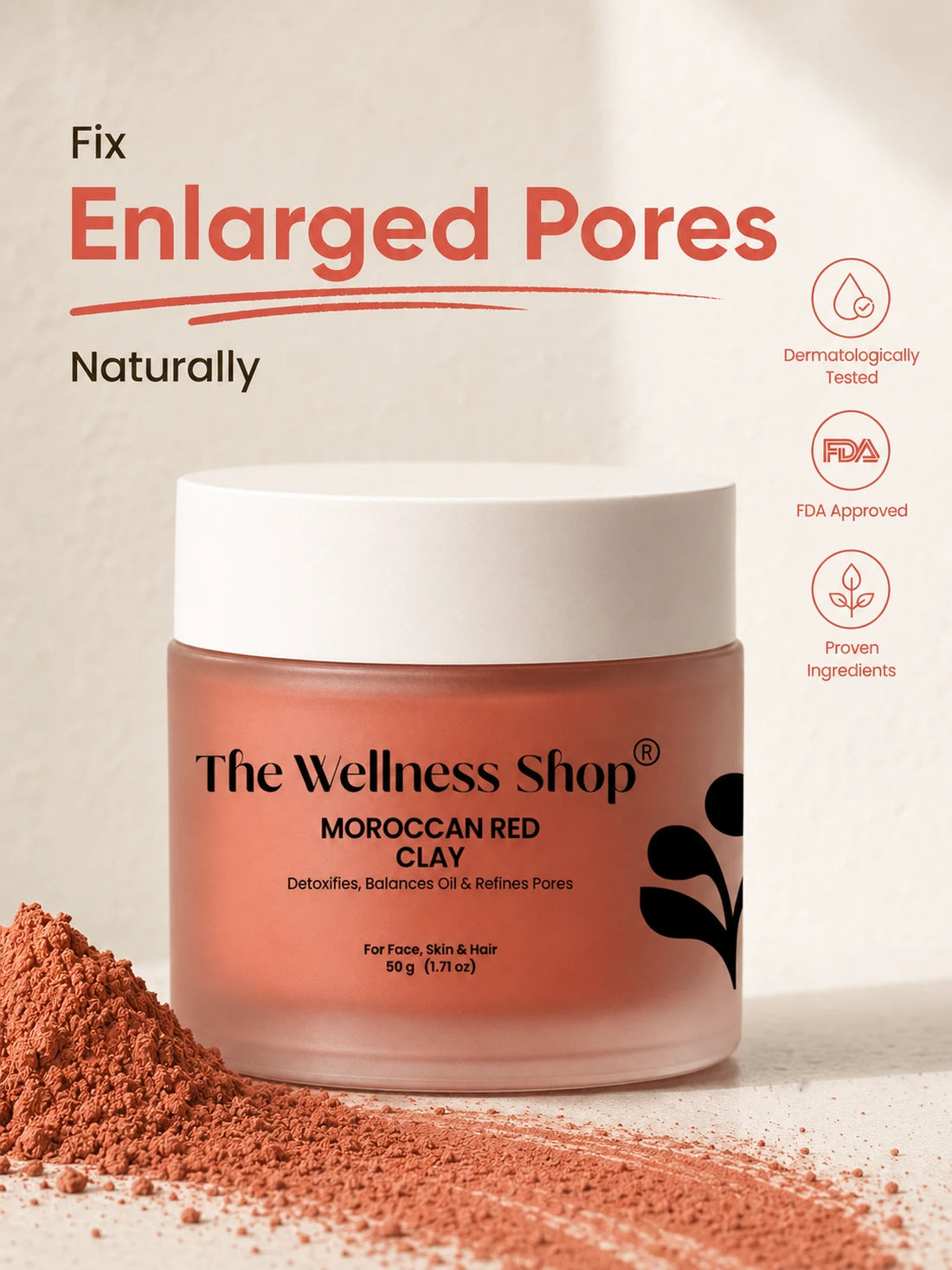 The Wellness Shop Moroccan Rhassoul Red Clay for Deep Detox &amp; Skin Renewal