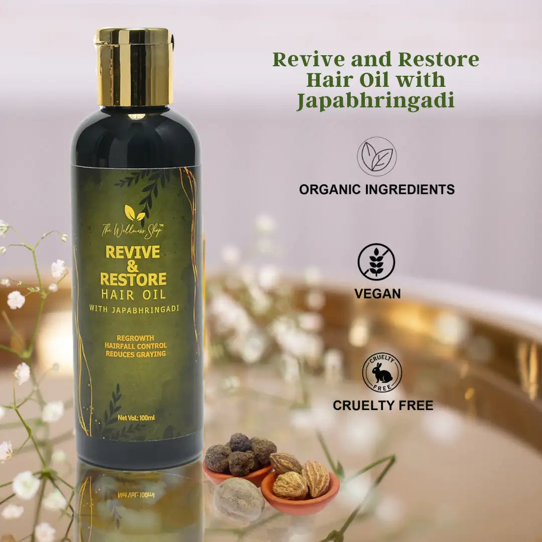 REVIVE AND RESTORE HAIR OIL WITH JAPABHRINGADI (PREVENT PREMATURE GREYING &amp; ADDS SHINE)