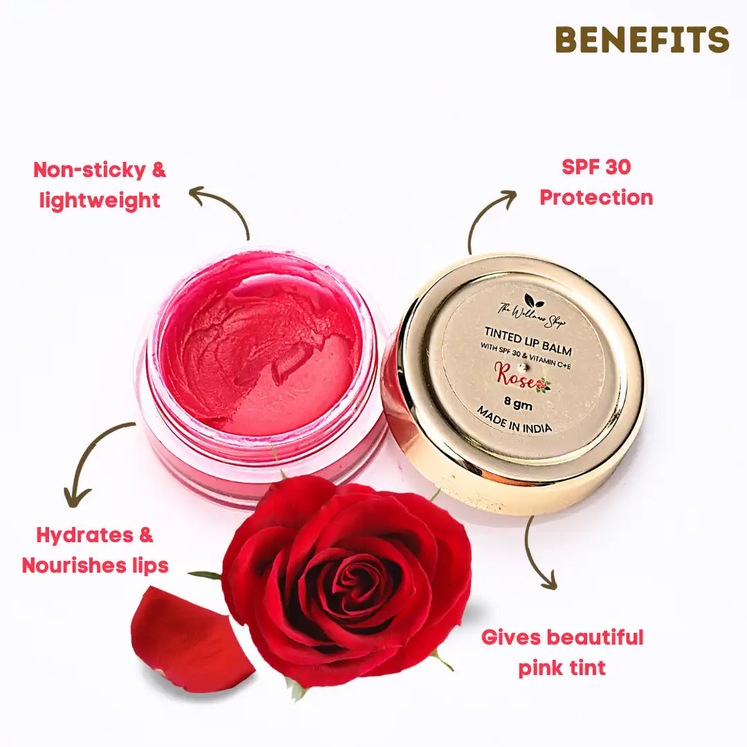 TINTED LIP BALM WITH SPF 30 INFUSED WITH VITAMIN C + E - ROSE
